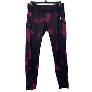 Lululemon All Sport Crop Leggings Womens 8 Back Spin Stroke Dashing Purple Black